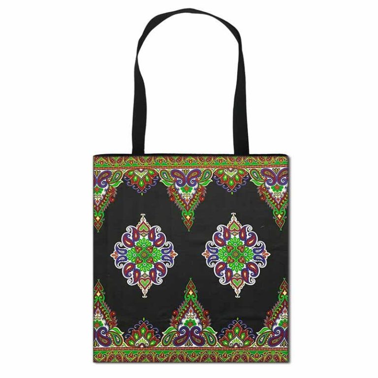 Tote Bag En Wax Africain 100% Coton - Fait Main En France - Taille Moyenne - Bleu Et Motifs
