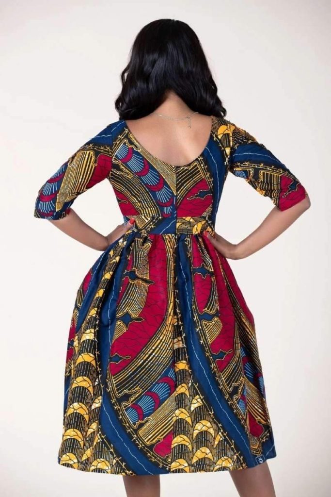 Robe Africaine Imprimée Ankara Manches Bouffantes - 100% Coton, Taille 12, Multicolore, Neuve Avec étiquettes